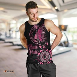 Personalised Aboriginal Ribbons Men Tank Top Think Pink Butterfly Art Wall Clock Breast Cancer