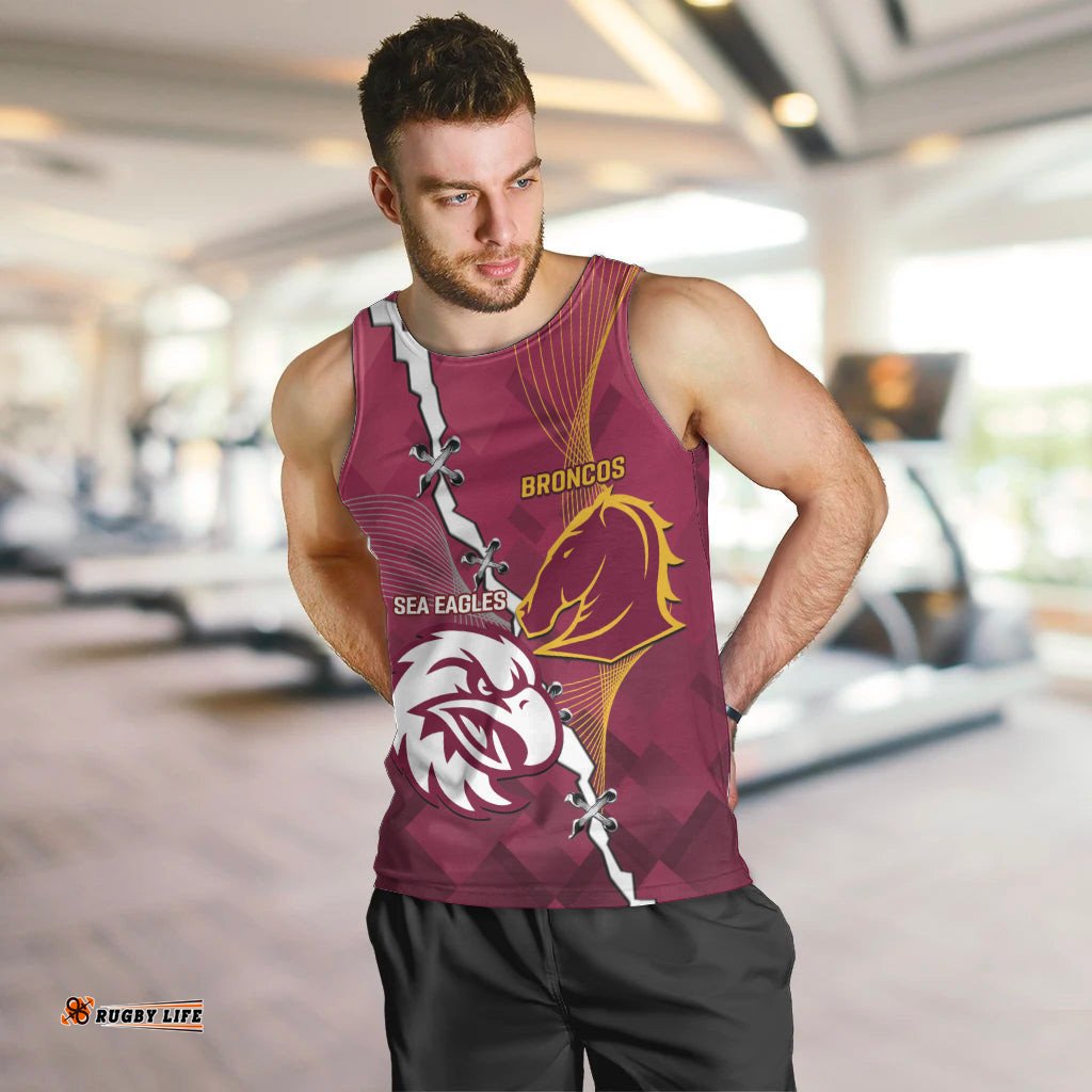 Personalised Broncos And Eagles Rugby Men Tank Top Sporty Version