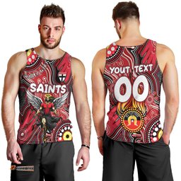 Personalised NAIDOC Week 2024 St Kilda Saints Men Tank Top Australian Aboriginal Hand Painting