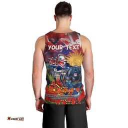 Personalised Australia Rugby Panthers ANZAC Men Tank Top Penrith Scratch Style