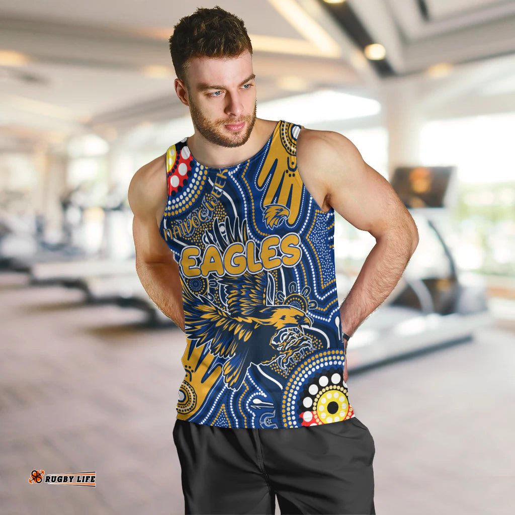 Personalised NAIDOC Week 2024 West Coast Eagles Men Tank Top Australian Aboriginal Hand Painting