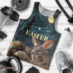 Australia Easter 2024 Men Tank Top Bunny With Aboriginal Eggs At Starry Night