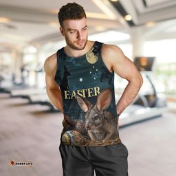 Australia Easter 2024 Men Tank Top Bunny With Aboriginal Eggs At Starry Night