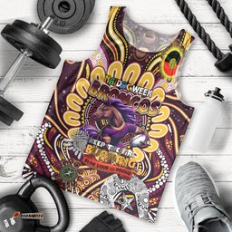 Custom NAIDOC Week 2024 Broncos Men Tank Top Mascot Rugby