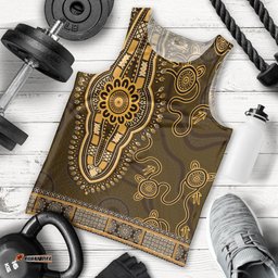 Gold African Dashiki With Australia Aboriginal Art Men Tank Top