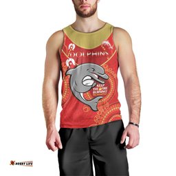 Custom NRL Dolphins NAIDOC Week Men Tank Top Keep The Fire Burning Indigenous Art