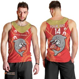 Custom NRL Dolphins NAIDOC Week Men Tank Top Keep The Fire Burning Indigenous Art