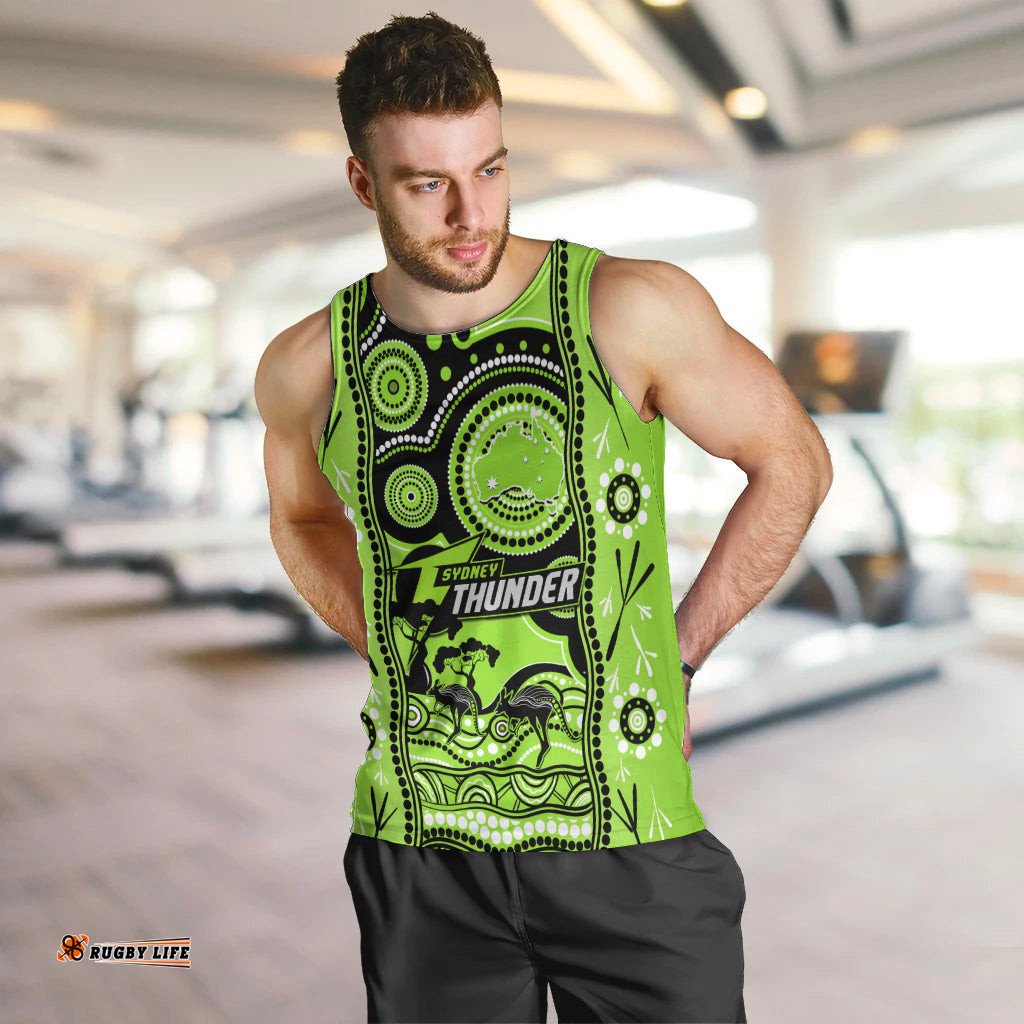 Sydney Thunder Cricket Men Tank Top Happy Australia Day Aboriginal Art