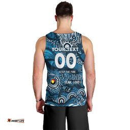 Custom NAIDOC Week 2024 Blues Men Tank Top Aboriginal Animals Keep The Fire Burning