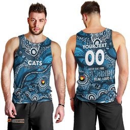 Custom NAIDOC Week 2024 Blues Men Tank Top Aboriginal Animals Keep The Fire Burning
