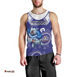 Custom NRL Bulldogs NAIDOC Week Men Tank Top Keep The Fire Burning Indigenous Art