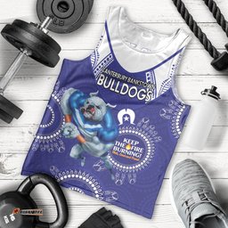 Custom NRL Bulldogs NAIDOC Week Men Tank Top Keep The Fire Burning Indigenous Art