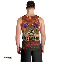 The Rising Sun Badge ANZAC Men Tank Top Last Post Field of Poppy Starry Night Style