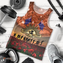 The Rising Sun Badge ANZAC Men Tank Top Last Post Field of Poppy Starry Night Style