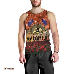 The Rising Sun Badge ANZAC Men Tank Top Last Post Field of Poppy Starry Night Style