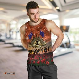 The Rising Sun Badge ANZAC Men Tank Top Last Post Field of Poppy Starry Night Style