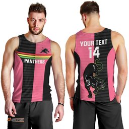 Custom Panthers Rugby Men Tank Top Black Pink Color Sporty Style