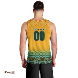Personalised Australia Matildas Men Tank Top Tillies Aboriginal Simple Yellow