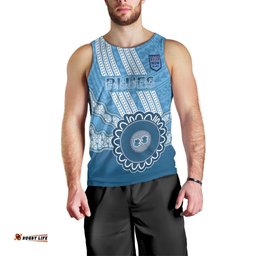 Custom NSW Blues Rugby Men Tank Top Aussie Aboriginal Mix Polynesian Pattern