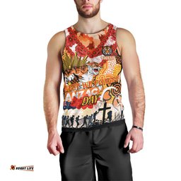 Personalised Tigers ANZAC Day Men Tank Top Aboriginal Rising Sun