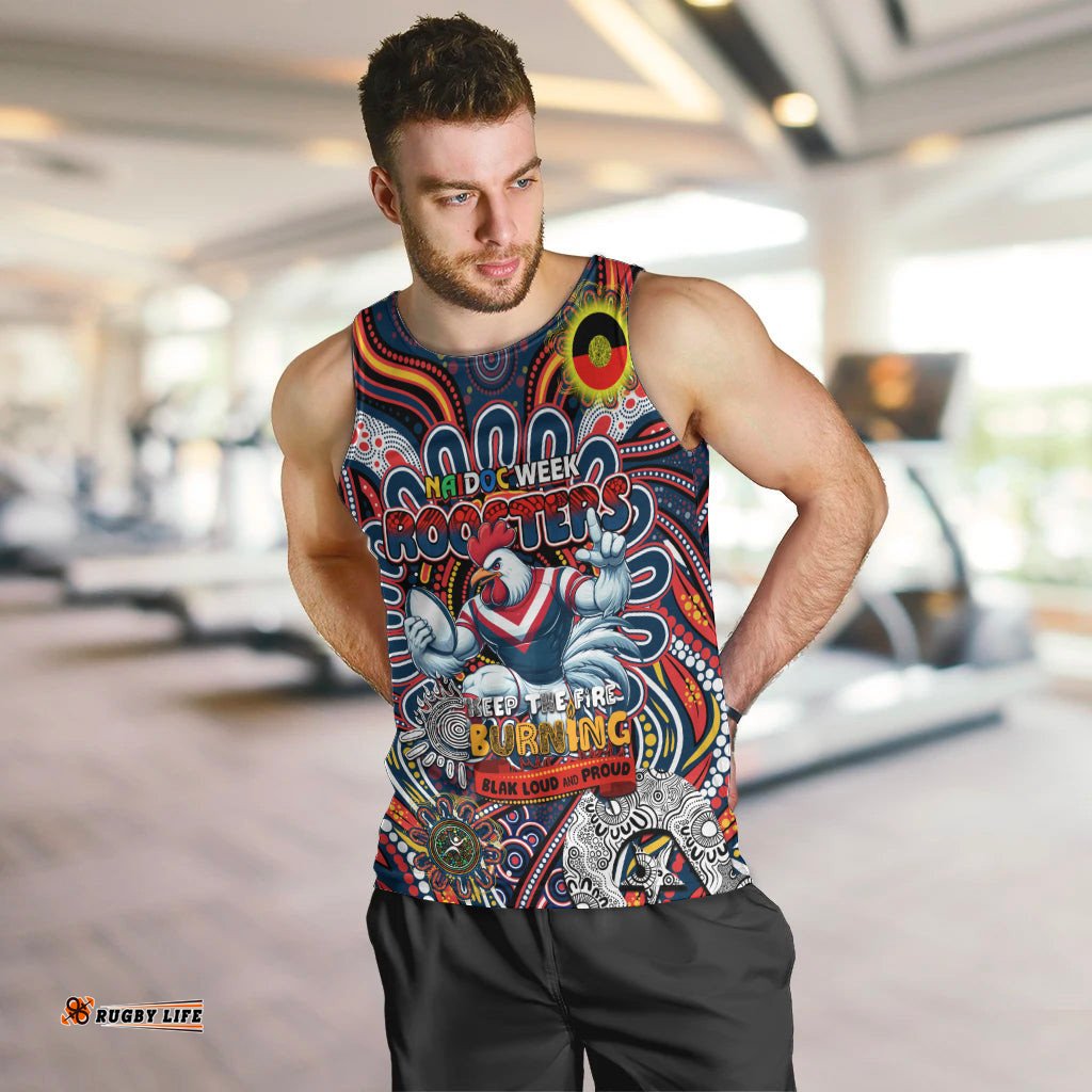 Custom NAIDOC Week 2024 Roosters Men Tank Top Mascot Rugby