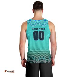 Personalised Australia Matildas Men Tank Top Tillies Aboriginal Simple Turquoise