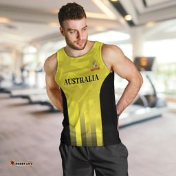 Custom Australia Cricket Men Tank Top 2024 World Cup Go Aussie - Gold Version