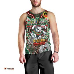 Custom NAIDOC Week 2024 Rabbitohs Men Tank Top Mascot Rugby