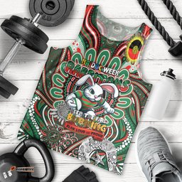 Custom NAIDOC Week 2024 Rabbitohs Men Tank Top Mascot Rugby