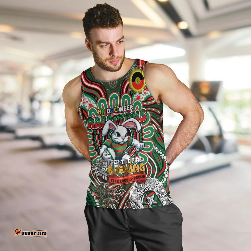Custom NAIDOC Week 2024 Rabbitohs Men Tank Top Mascot Rugby