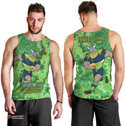 Personalised Raiders NAIDOC Week 2024 Men Tank Top Aboriginal Fire Burning Sparks
