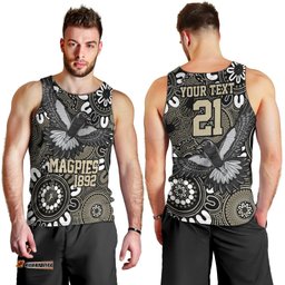 Custom Magpies NAIDOC Week 2024 Men Tank Top Fire Burning Aboriginal Dots Art