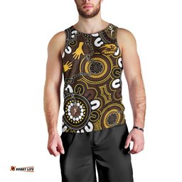Custom Hawthorn NAIDOC Week 2024 Men Tank Top Fire Burning Aboriginal Dots Art