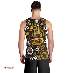 Custom Hawthorn NAIDOC Week 2024 Men Tank Top Fire Burning Aboriginal Dots Art