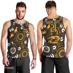 Custom Hawthorn NAIDOC Week 2024 Men Tank Top Fire Burning Aboriginal Dots Art