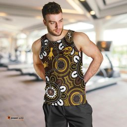 Custom Hawthorn NAIDOC Week 2024 Men Tank Top Fire Burning Aboriginal Dots Art