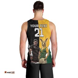 Custom New Zealand and Australia Rugby Men Tank Top Kangroo and Maori Warrior Together