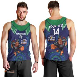 Custom NRL Warriors NAIDOC Week Men Tank Top Keep The Fire Burning Indigenous Art