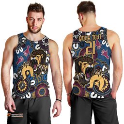 Custom Lions Football NAIDOC Week 2024 Men Tank Top Fire Burning Aboriginal Dots Art