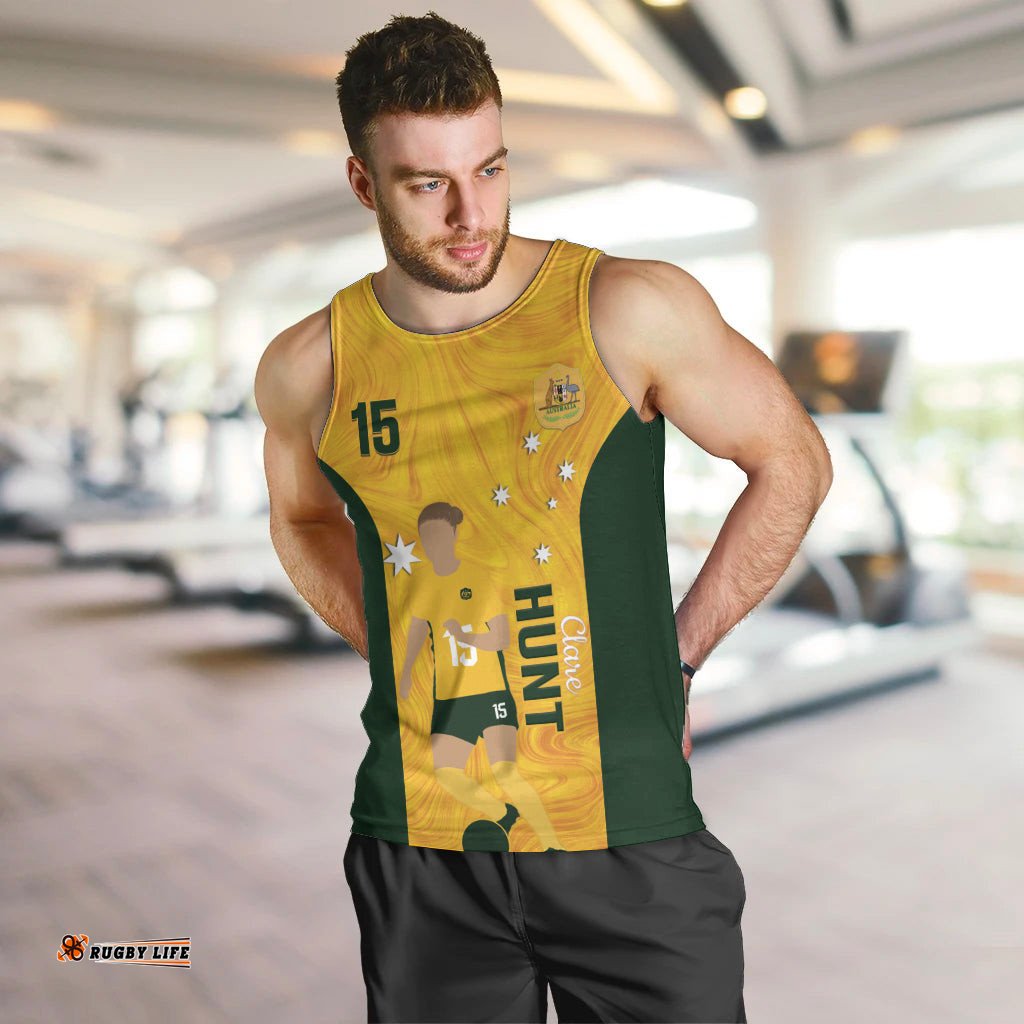 Australia Soccer Men Tank Top Clare Hunt Matildas Gold Version