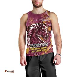 Personalised Broncos NAIDOC Week 2024 Men Tank Top Aboriginal Fire Burning Sparks