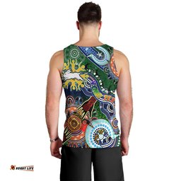 Personalised Rabbitohs NAIDOC Week 2024 Men Tank Top Australia Aboriginal Dot Painting