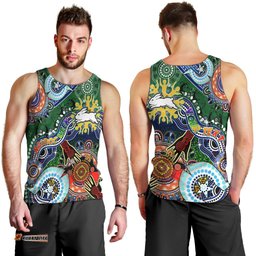 Personalised Rabbitohs NAIDOC Week 2024 Men Tank Top Australia Aboriginal Dot Painting