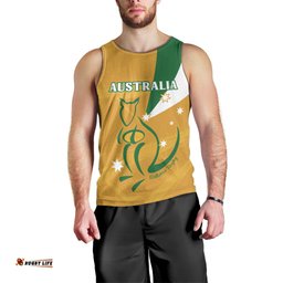 Custom Australia Rugby Men Tank Top 2024 Wallabies Grunge Style