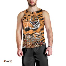 Personalised Wests Tigers NAIDOC Week 2024 Men Tank Top Aboriginal Fire Burning Sparks