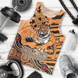 Personalised Wests Tigers NAIDOC Week 2024 Men Tank Top Aboriginal Fire Burning Sparks