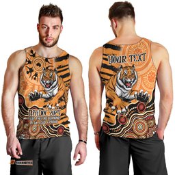 Personalised Wests Tigers NAIDOC Week 2024 Men Tank Top Aboriginal Fire Burning Sparks