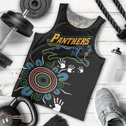 Personalised Panthers Aboriginal Dot Men Tank Top Go the Mighty Panthers