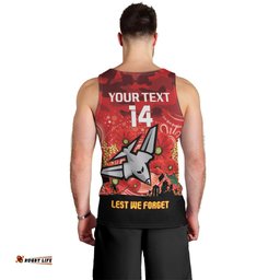Custom Essendon Football ANZAC Men Tank Top Gallipoli Camouflage With Poppies