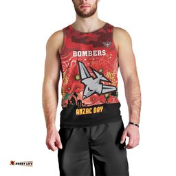 Custom Essendon Football ANZAC Men Tank Top Gallipoli Camouflage With Poppies